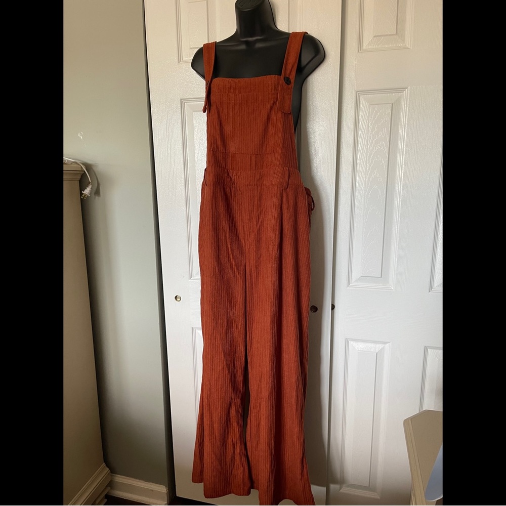 Cider Corduroy Jumpsuit, rust, size 1X